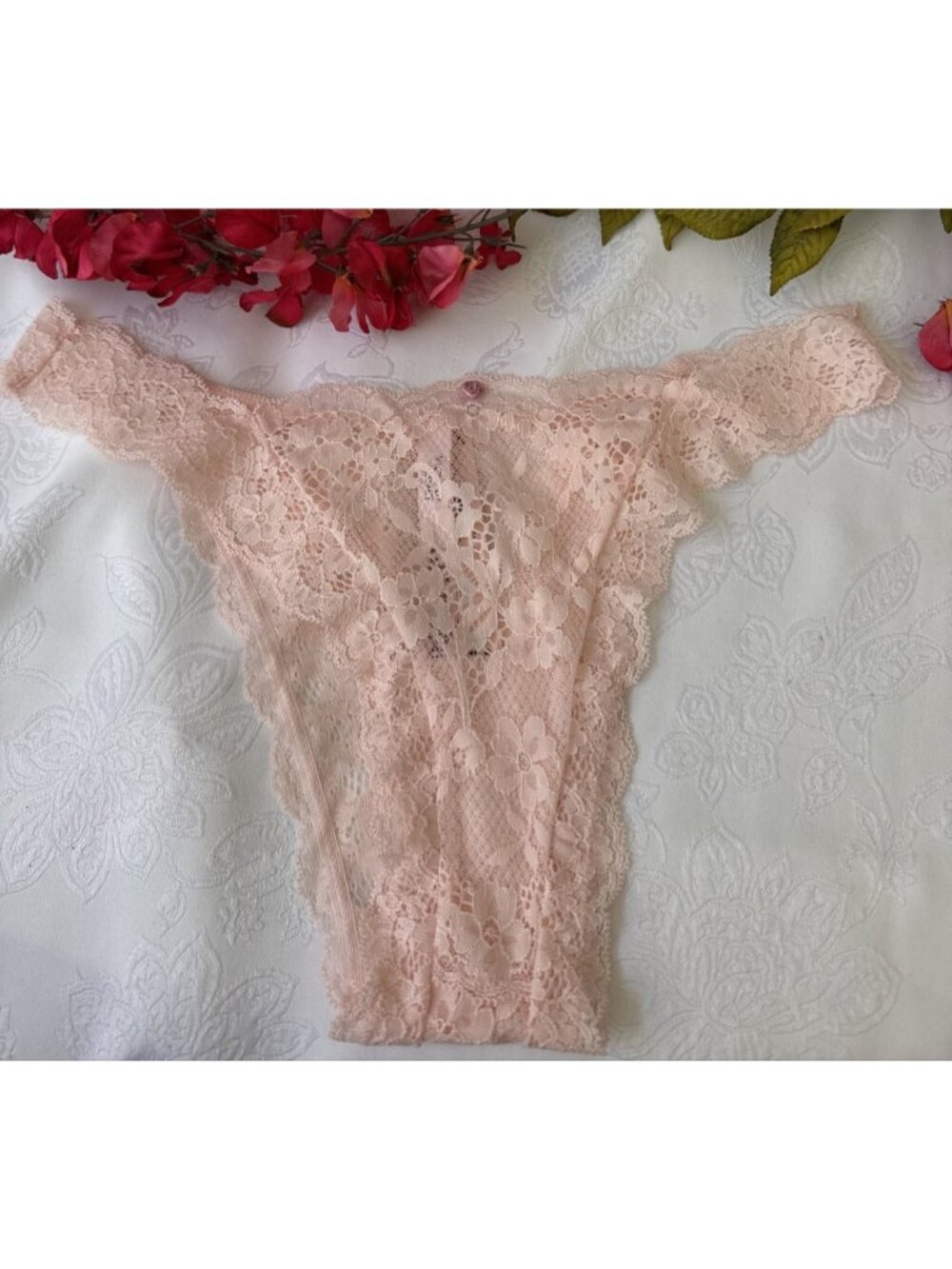 VICTORIA'S SECRET L DREAM ANGELS SUMMER PINK LACE HIGH LEG BRAZILIAN PANTIES NWT